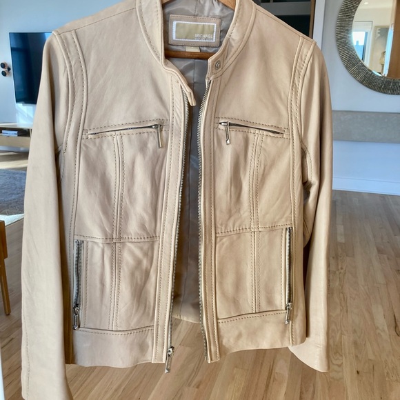 Michael Kors Beige Leather Jacket - Picture 6 of 10